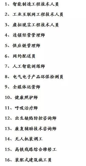 人社部发布19个新职业、28个新工种