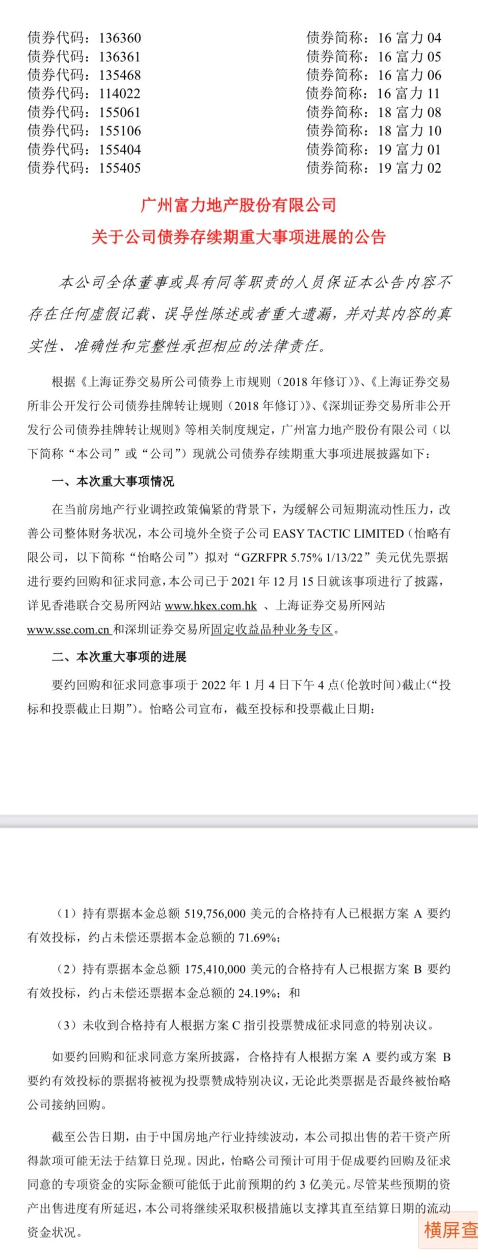 融创境外债重组已获82%现有票据持有人支持